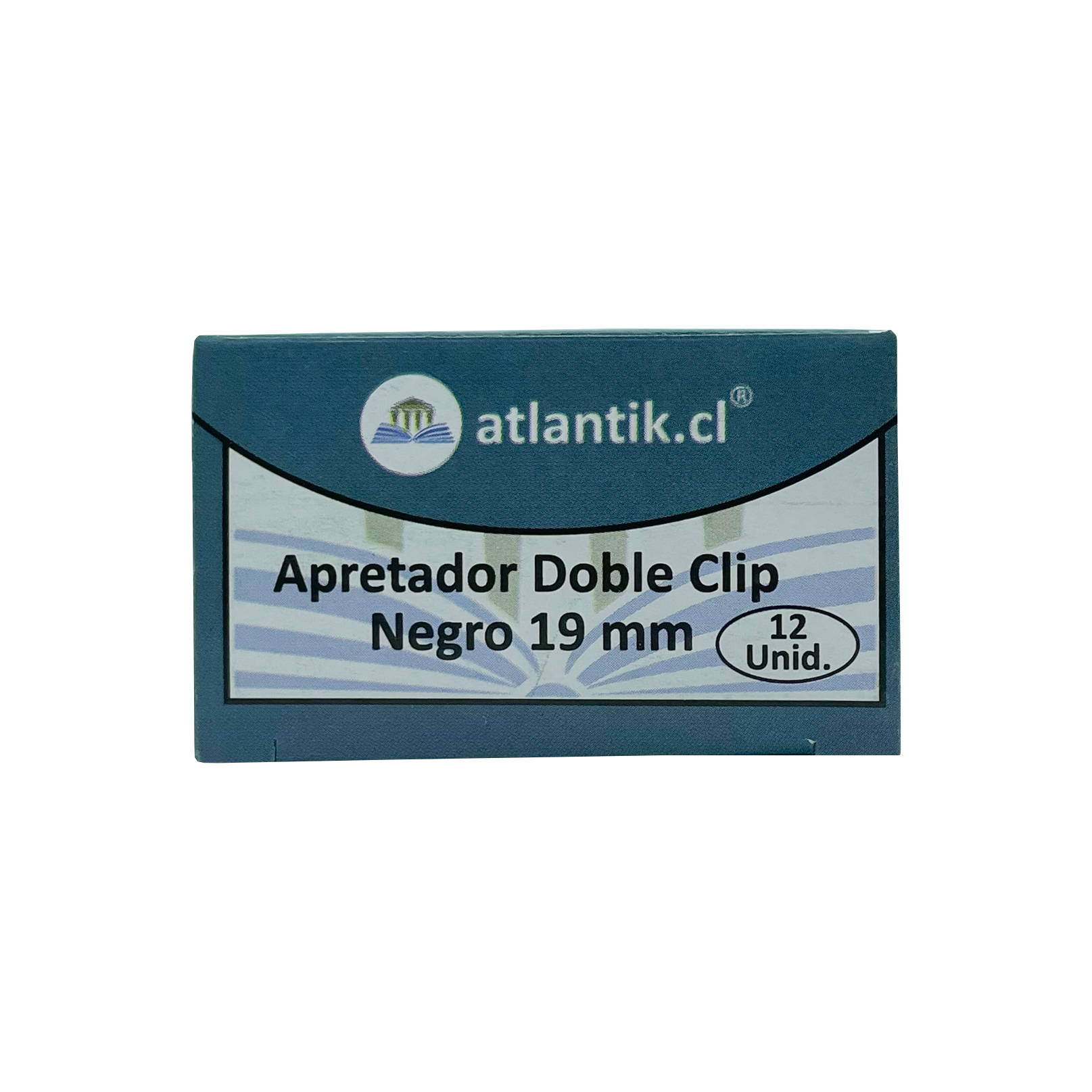 APRETADOR DOBLE CLIP 19mm NEGRO CAJA 12 unid ATLANTIK