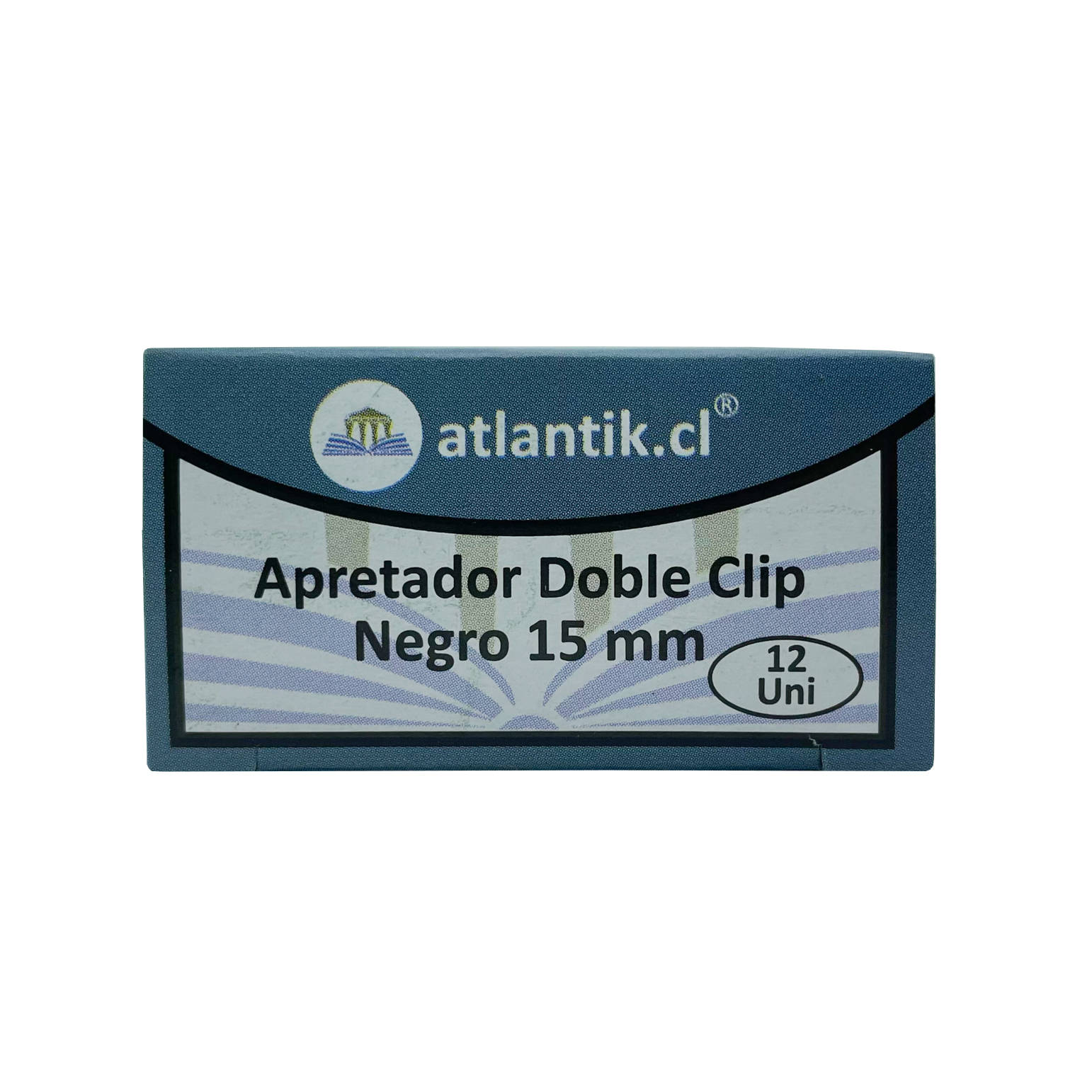 APRETADOR DOBLE CLIP 15mm NEGRO CAJA 12 unid ATLANTIK