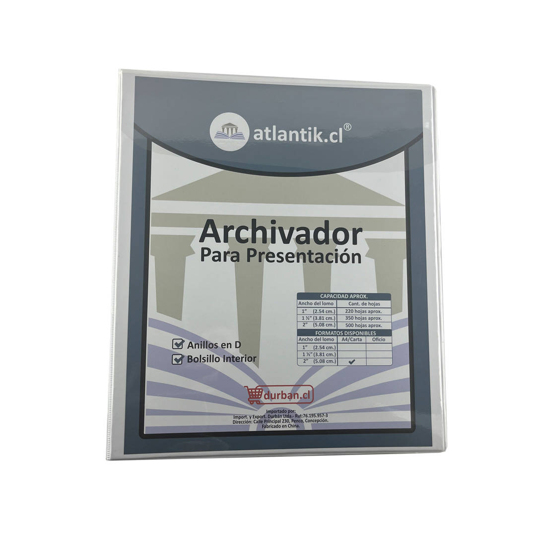 ARCHIVADOR PRESENTACION A4/CARTA 500hj 2.0pulg BLANCO ATLANTIK