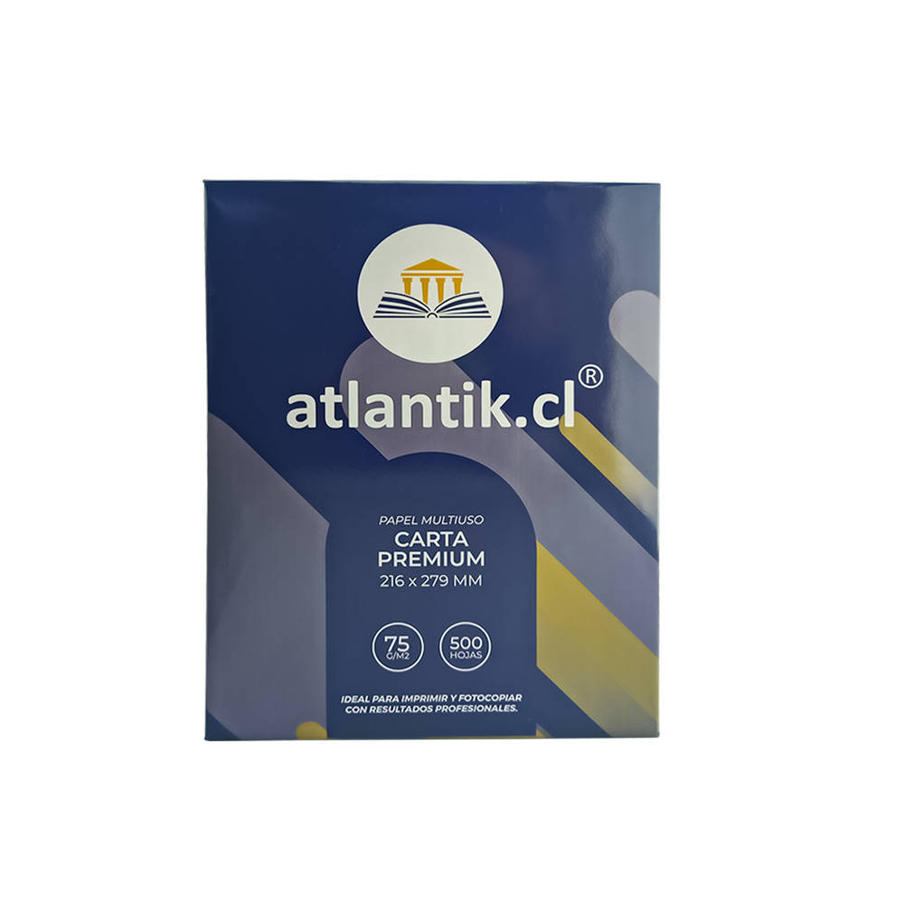 PAPEL FOTOCOPIA CARTA 75 gr 500 hj 21.6x27.9 cm ATLANTIK 