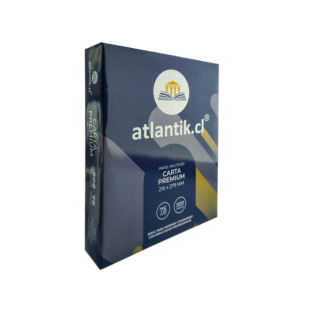 PAPEL FOTOCOPIA CARTA 75GR 500 HOJAS 21.6X27.9CM ATLANTIK