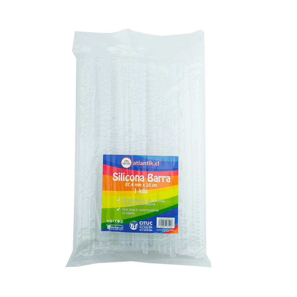 SILICONA BARRA 07.4 mm x 25 cm TRANSPARENTE bol 01 kg ATLANTIK