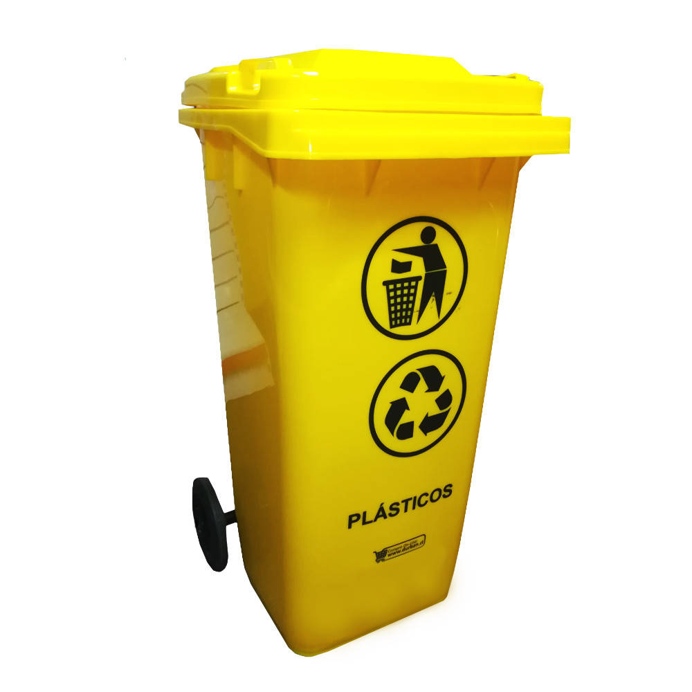 CONTENEDOR BASURA HDPE 240LT AMARILLO P/PLASTICO ATLANTIK