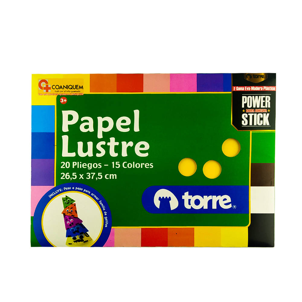 BOLSON PAPEL LUSTRE 026.5X037.5CM 20 UNID 15 COLORES TORRE