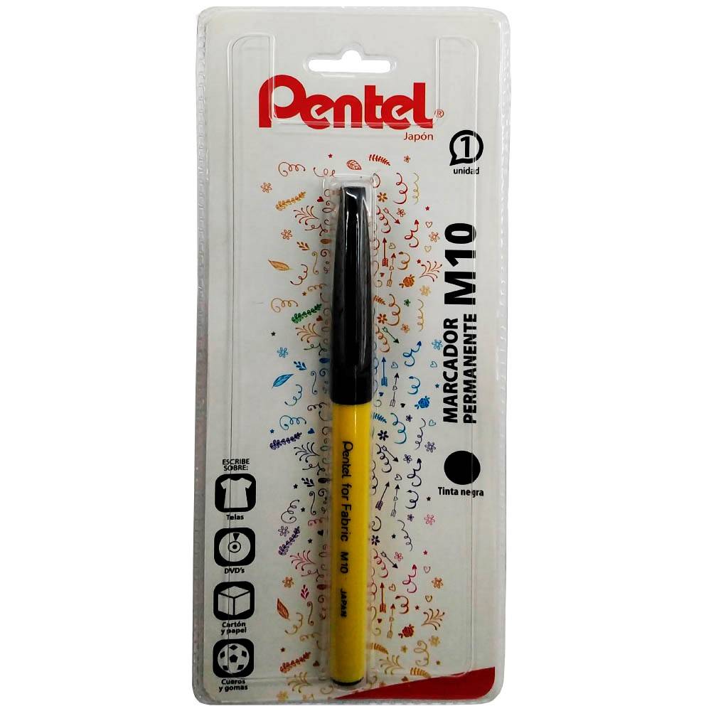 MARCADOR BLISTER 01 UNID TEXTIL PERMANENTE NEGRO M10 PENTEL