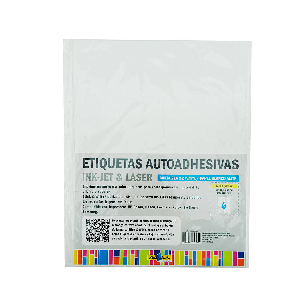 ADETEC Etiquetas Autoadhesivas Blancas Para Impresora X 25 Hojas
